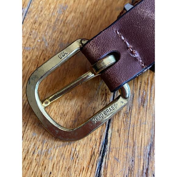 BARRONS-HUNTER Navy/Tan Stripe Stretch Belt w/Leather Tabs Mens sz 38 - Picture 7 of 12